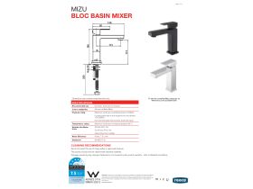 Technical Guide - Mizu Bloc Basin Mixer Matte Black (4 Star)