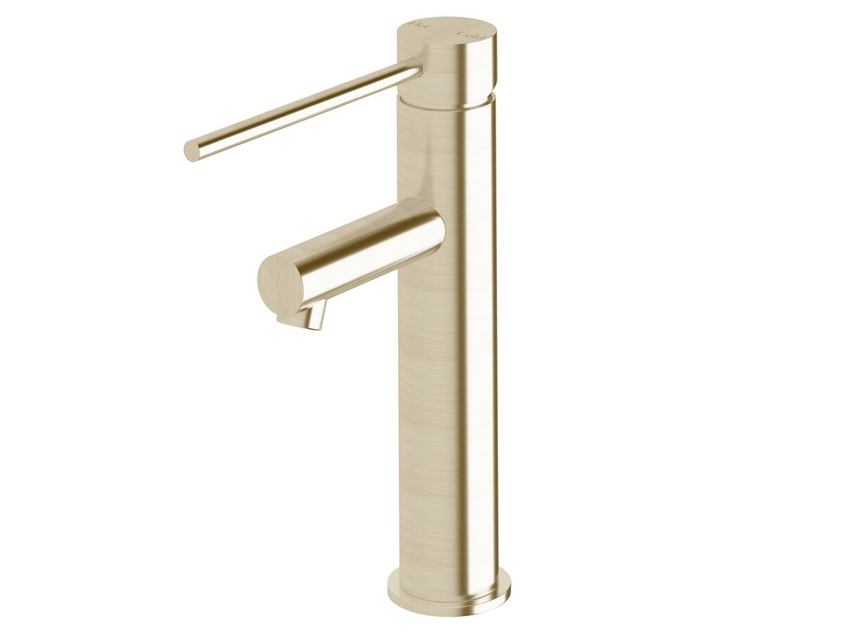 Scala Medium Basin Mixer Tap with 150mm Extension Pin LUX PVD Brushed Platinum Gold (5 Star)