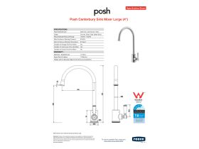 Specification Sheet - Posh Canterbury Sink Mixer Large (4 Star)