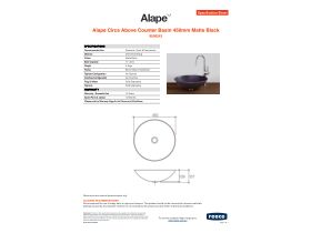 Specification Sheet - Alape Circa Above Counter Basin 450mm Matte Black