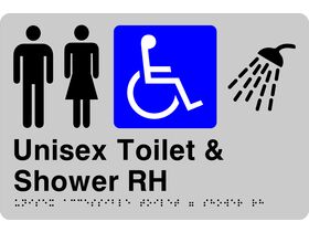Unisex Accessible Toilet & Shower Tactile Sign Right Hand Stainless Steel