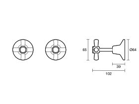 Technical Drawing - Posh Bristol Wall Top Assembly Taps Chrome