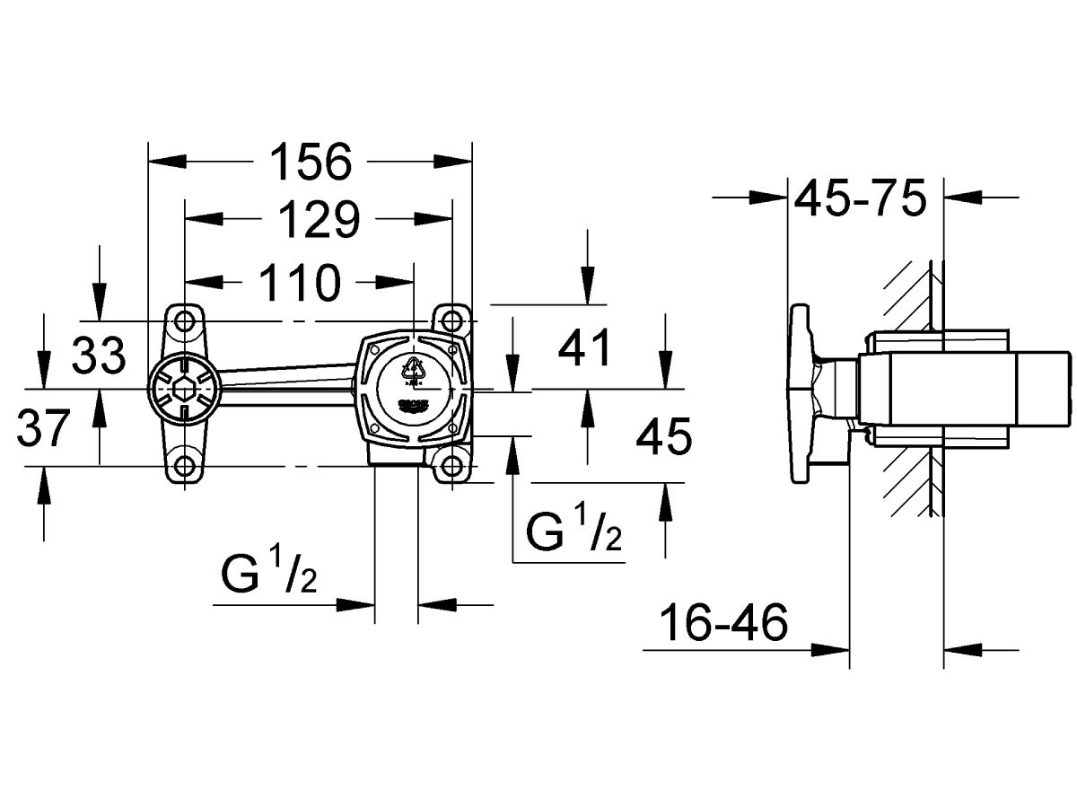 GROHE Grandera Wall Basin Mixer Set 177mm Chrome (5 Star)
