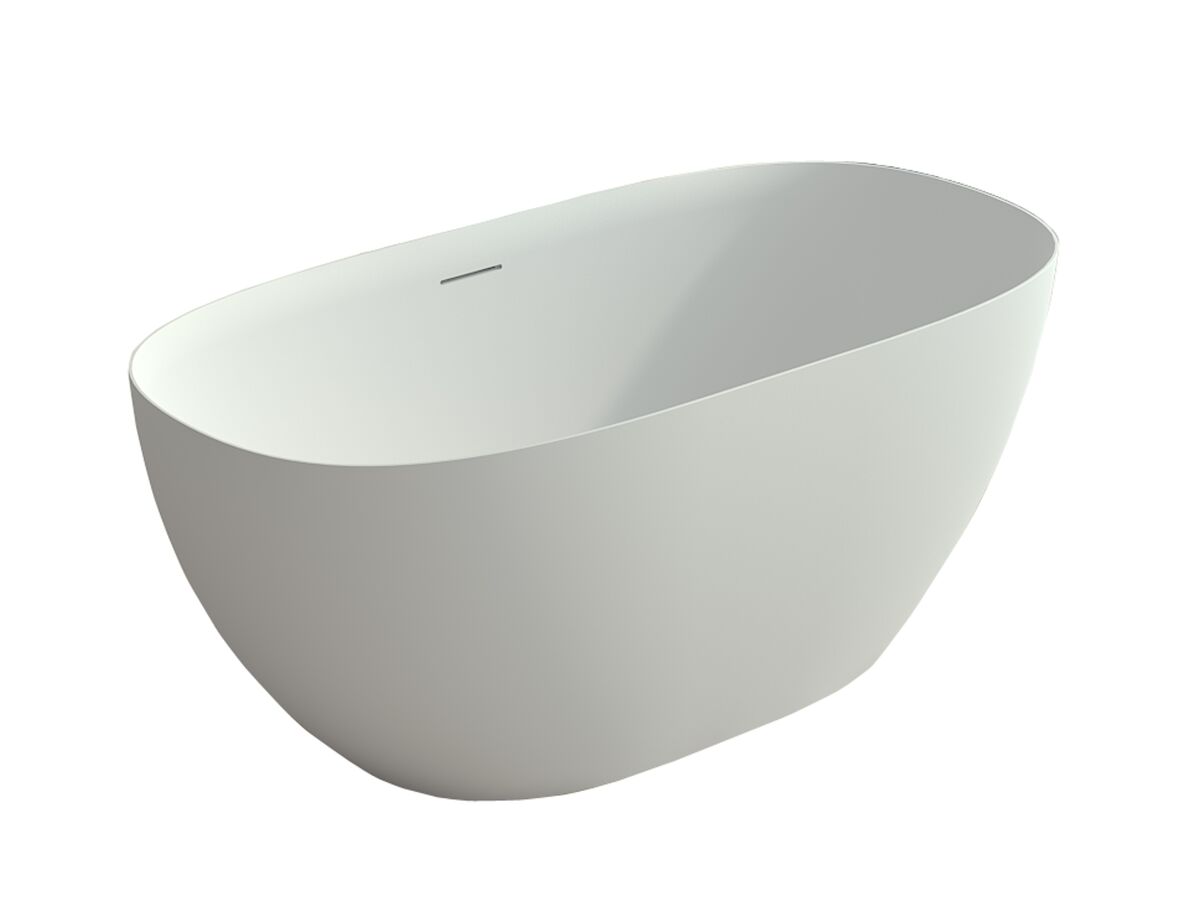 Kado Lussi Cast Solid Surface Freestanding Thin Edge Bath with Plug & Waste 1700mm White