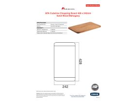 Specification Sheet - AFA Cubeline Chopping Board 428 x 242mm Solid Wood Mahogany