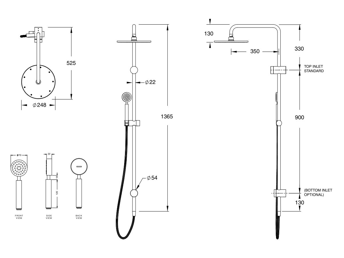 Milli Mood Edit Twin Rail Shower PVD Brushed Nickel (3 Star) from Reece