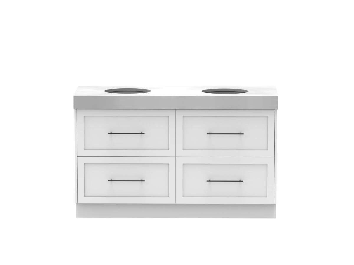 Kado Lux Drawer Vanity Unit Floor Mount 1500 Double Bowl Statement Top 4 Drawers (No Basin)
