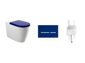 Wolfen Ambulant Back To Wall Inwall Rimless Toilet Suite Double Flap Seat Blue (4 Star)