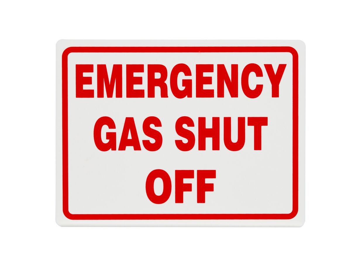 Sign "Emergency Gas Shut Off" 200mm x 150mm
