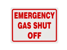 Sign "Emergency Gas Shut Off" 200mm x 150mm