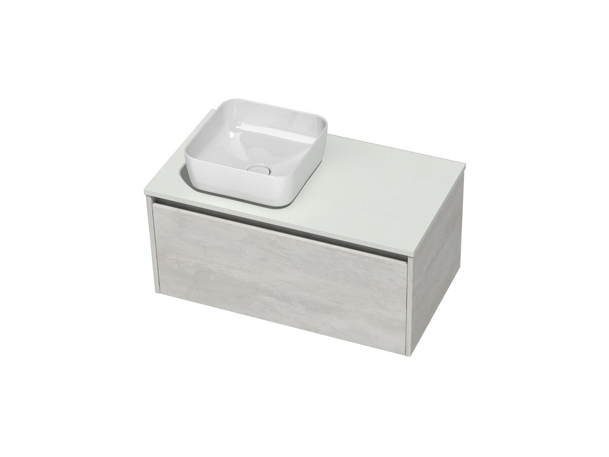 Kayla Wall Hung Vanity Unit 900 I Drawer Cherry Pie Left Hand Square Basin Woodgrain