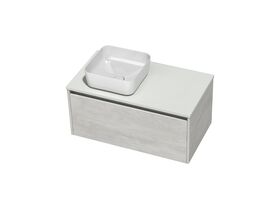 Kayla Wall Hung Vanity Unit 900 I Drawer Cherry Pie Left Hand Square Basin Woodgrain