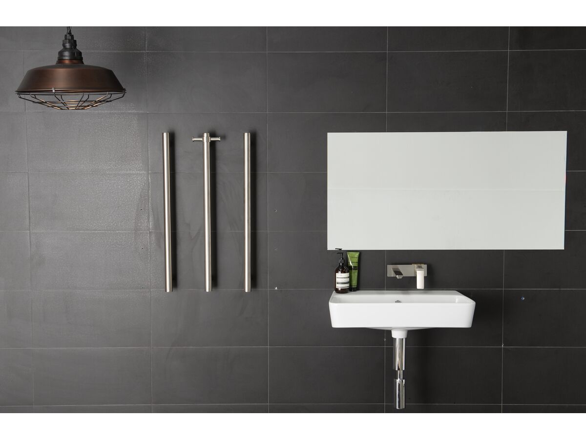 Milli Pure Vertical Triple Heated Towel Rail 900 x 38mm Brushed Nickel