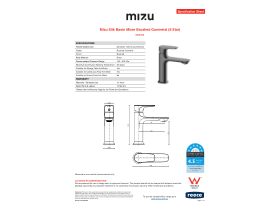 Specification Sheet - Mizu Silk Basin Mixer Brushed Gunmetal (6 Star)