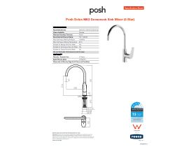 Specification Sheet - Posh Solus MK3 Gooseneck Sink Mixer Chrome (4 Star)