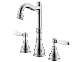 Milli Voir English Basin Set Lever Handle with Porcelain Handles Chrome (5 Star)