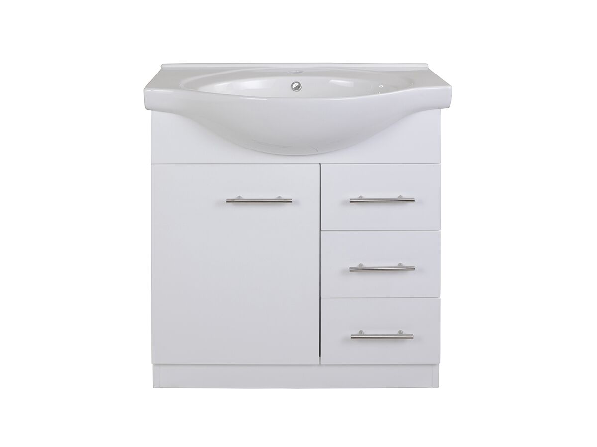 Posh Dominique MKII Semi Recessed Vanity with Kickboard 1 Taphole 750mm