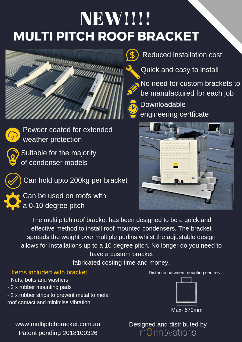 Multi Pitch Condenser Roof Bracket 200kg from Reece