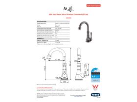 Specification Sheet - Milli Voir Basin Mixer Lever Handle Brushed Gunmetal (5 Star)