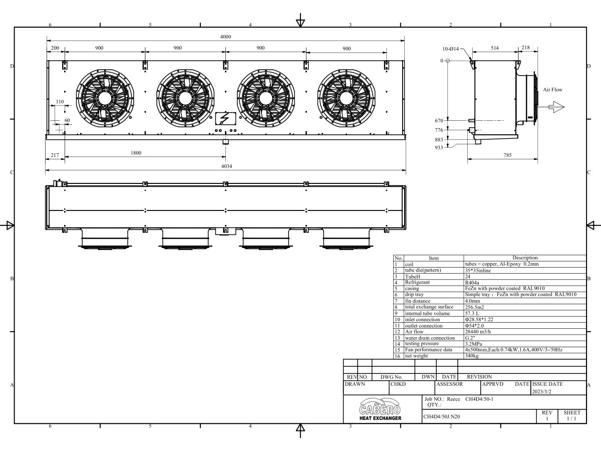 Cabero Evaporator Medium Temperature CH4D4-50-1