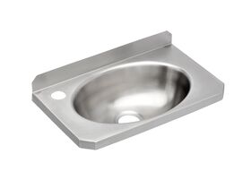 Wolfen Slimline Wall Hand Basin 400 x 240mm with Brackets Left Hand 1 Taphole Stainless Steel