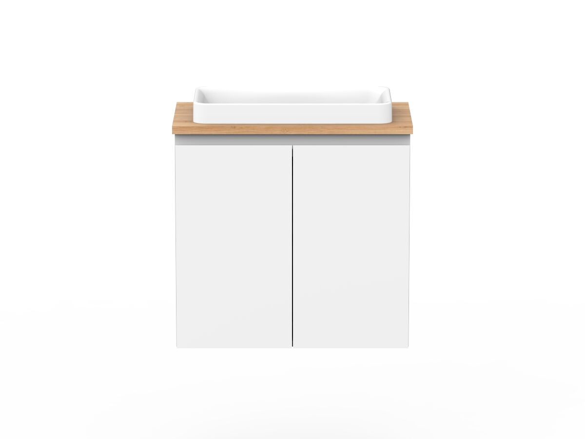 Posh Domaine 600mm Ensuite Wall Hung Vanity Unit Bamboo Top (no basin