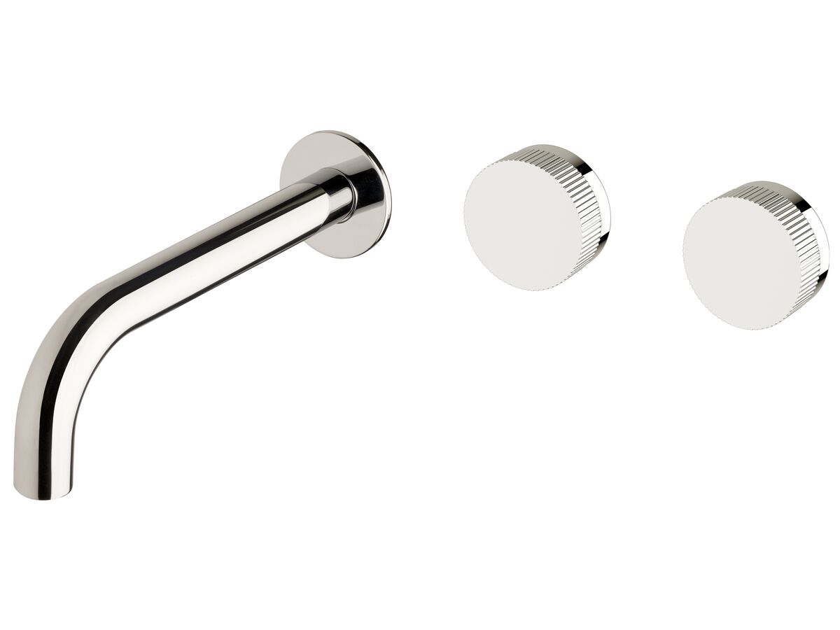 Milli Pure Wall Basin Hostess System 200mm Right Hand with Linear Textured Handles Chrome (3 Star)