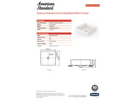 American Standard Acacia SupaSleek Vessel Basin 420mm No Taphole White ...