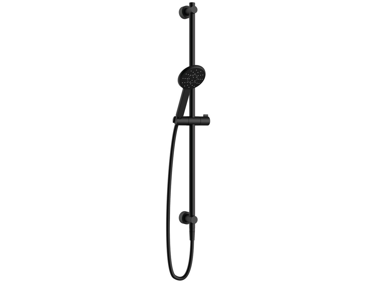 Nikles Pearl 105 Single Rail Shower with Top Rail Water Inlet Matte Black (4 Star) from Reece