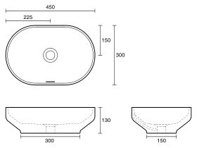 Omvivo Venice Compact 450 Counter Basin Oval with Overflow Solid Surface White