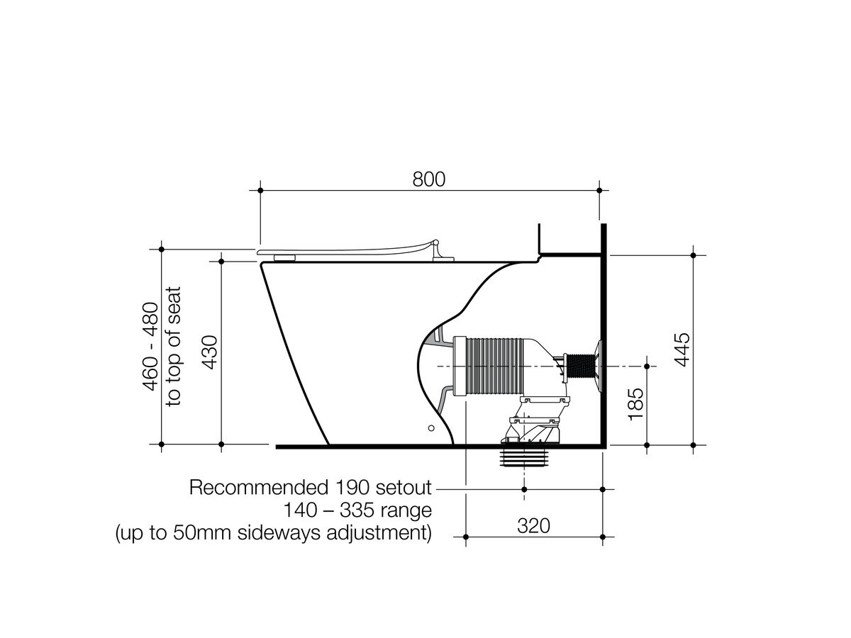 Caroma Care 800 Cleanflush Wall Faced BI Pan Germguard (4 Star)
