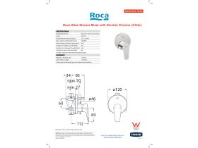 Specification Sheet - Roca Atlas Shower Mixer Tap with Diverter Chrome (4 Star)