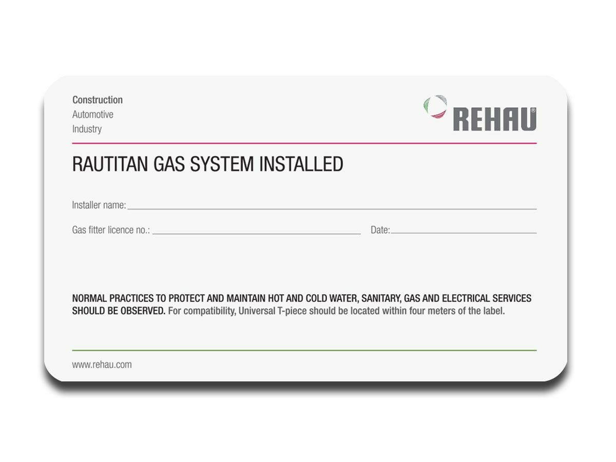Rehau Gas Anz System ID Label (50)