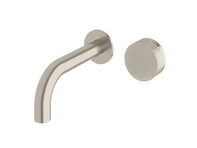 Milli Pure Progressive Wall Bath Mixer System 160mm with Diamond Textured Handle Brushed Nickel