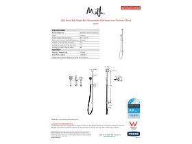 Specification Sheet - Milli Mood Edit Single Rail Shower with Wall Water Inlet Chrome (3 Star)