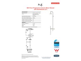 Specification Sheet - Milli Pure Progressive Shower Mixer Column System with Handshower Right Hand
