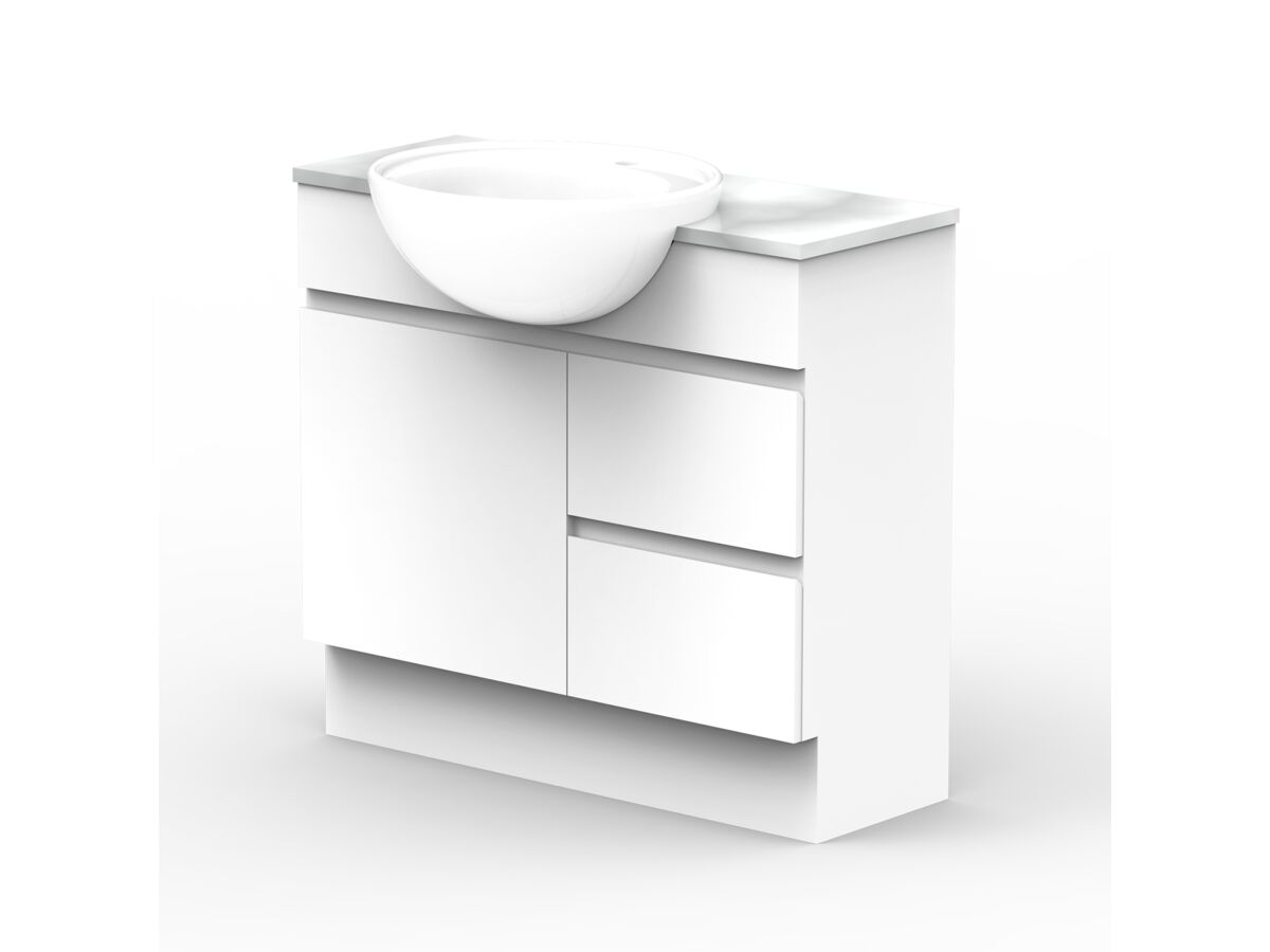 ADP Essence MKII Semi Recess Vanity Unit with Kick 1 Door, 2 Drawer No Basin 900mm