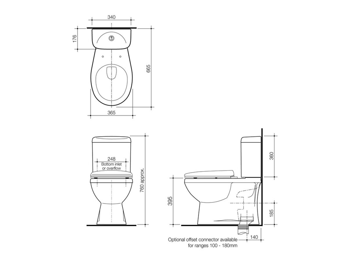 Stylus Prima II Close Coupled Toilet Suite S Trap Soft Close Seat White (4 Star)