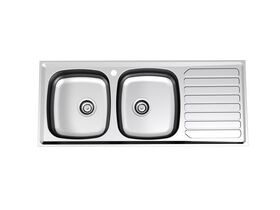 Base MKII Double Bowl Sink 1200mm 1 Taphole Left Hand Bowl Stainless Steel