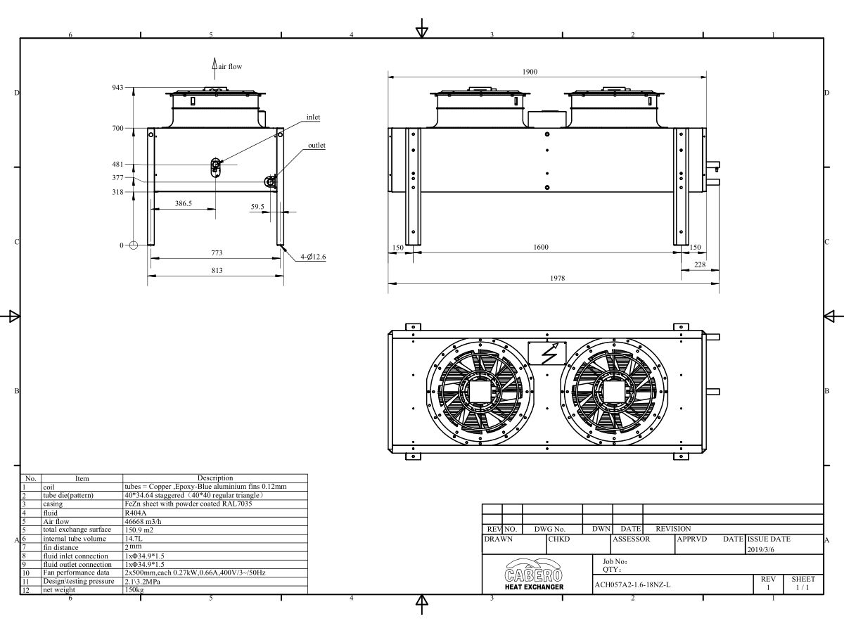 Cabero Condenser ACH057A2-1.6-18NZ-L