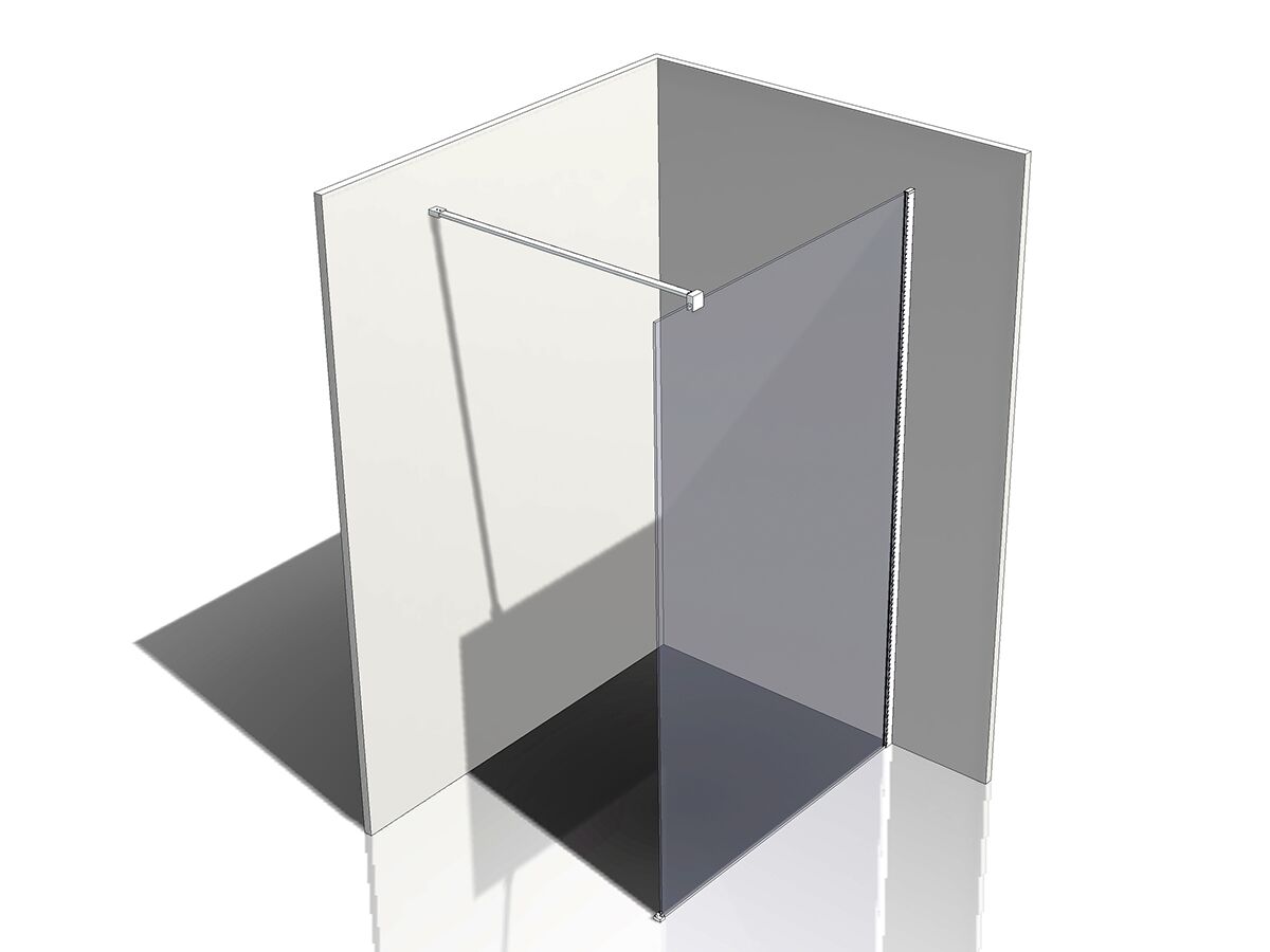 Kado Lux Fixed Shower Screen Panel and Wall Support 1200mm Chrome