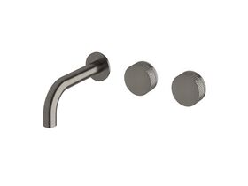 Milli Pure Wall Bath Hostess System 160mm Right Hand with Diamond Textured Handles Brushed Gunmetal