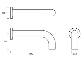 Technical Drawing - Scala 32mm Wall Basin Outlet 200mm