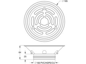 Stainless Steel Cleanout Vinyl PVC/HDPE/CU 150mm x 100mm