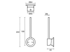 Technical Drawing - Scala Wall Mixer Tap with 150mm Extension Pin