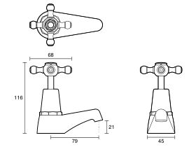 Kado Era Pillar Taps Cross Handles