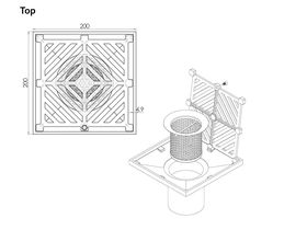 200mm Square Bucket Trap Push-In Stainless 200mm