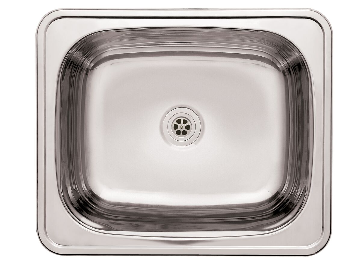 POSH Solus Flat Rim Trough 45 Litres No Taphole Stainless Steel