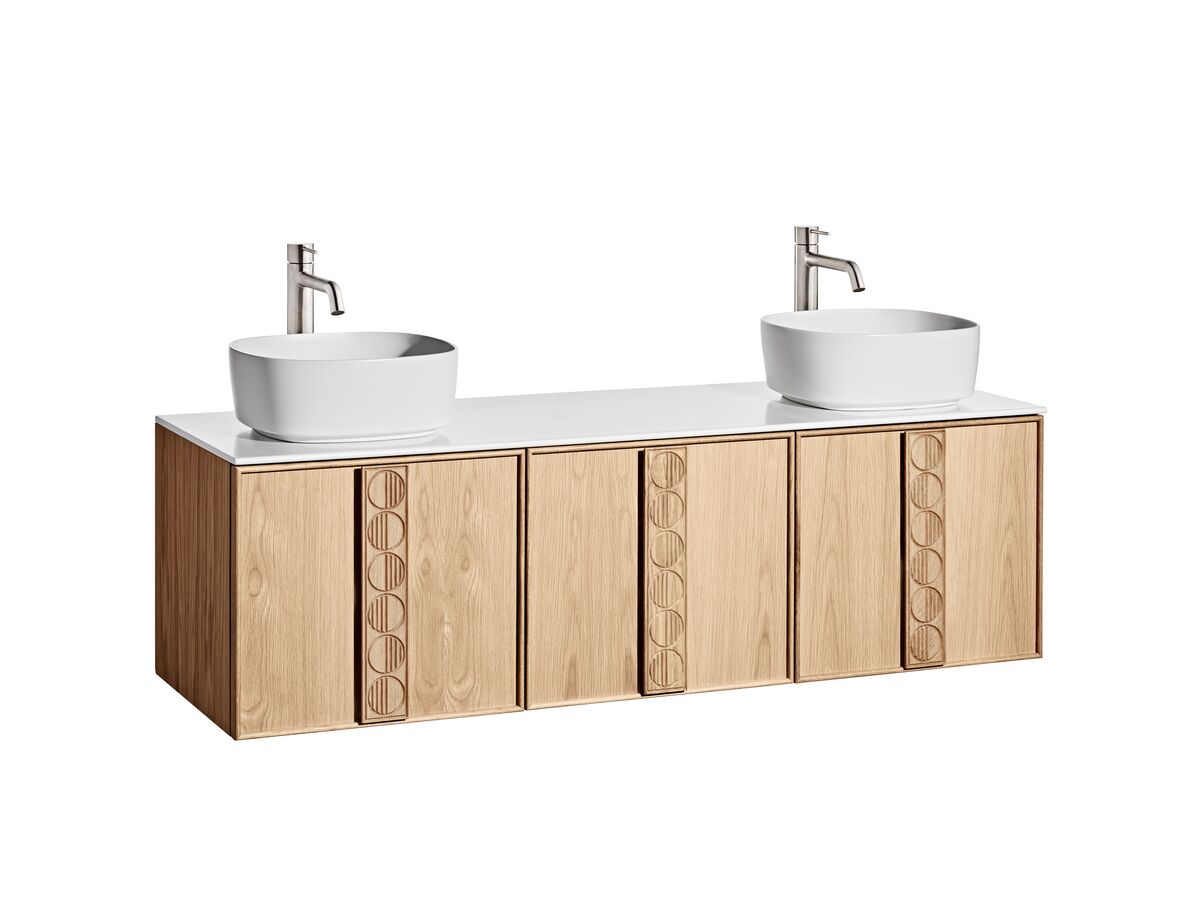 ISSY Adorn Above Counter or Semi Inset Wall Hung Vanity Unit with Three Drawers & Internal Shelves with Grande Handle 88