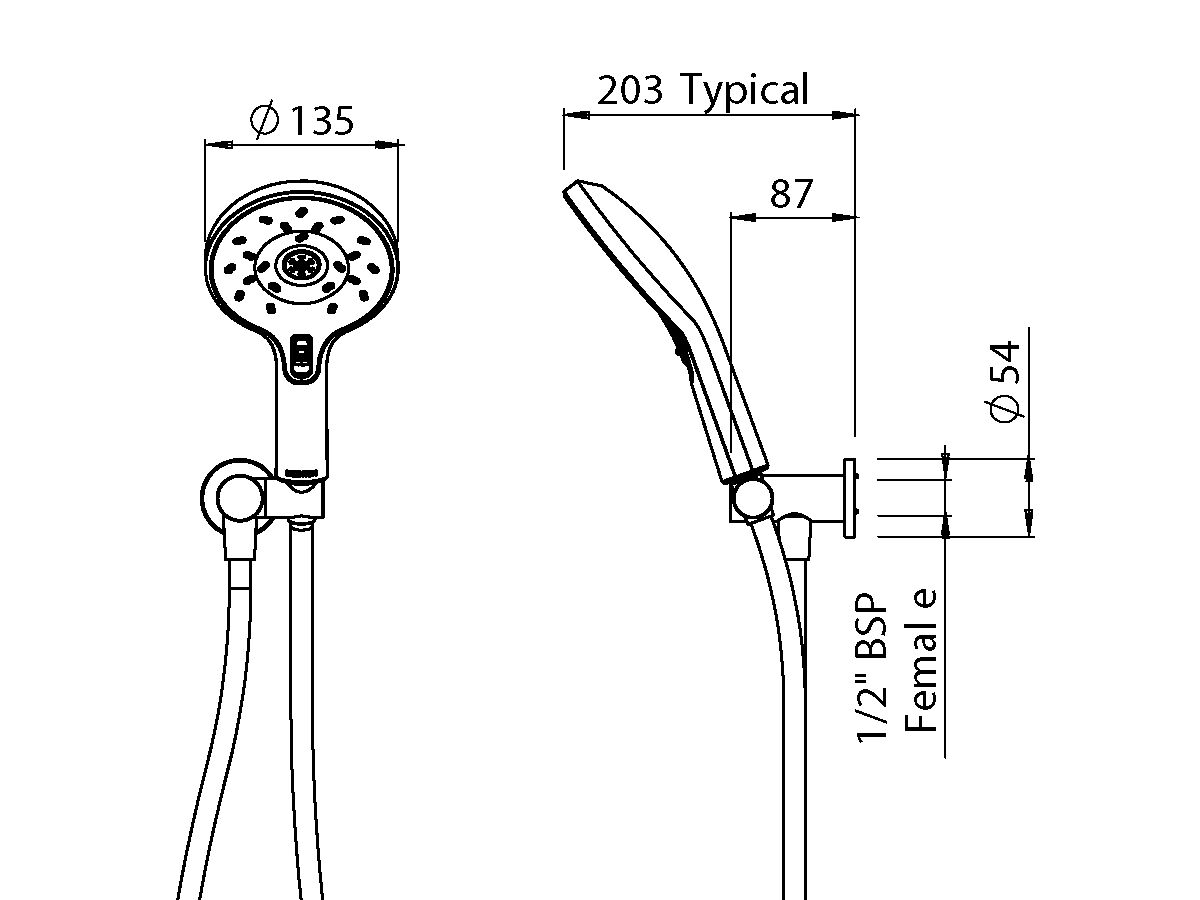 Satinjet Escape MK2 Handshower with Wall Bracket White (3 Star)